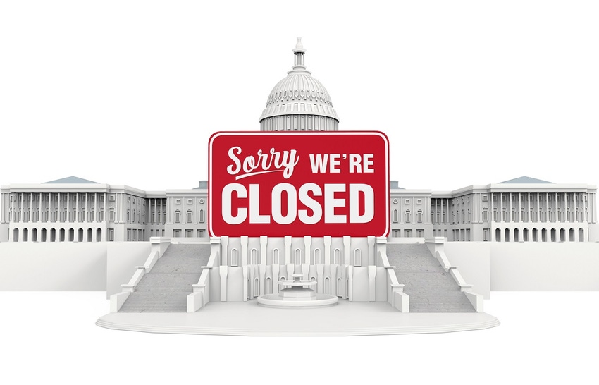 "Sorry, We're Closed" sign over the Capitol