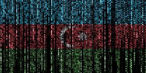 The Azerbaijan flag with binary code covering it