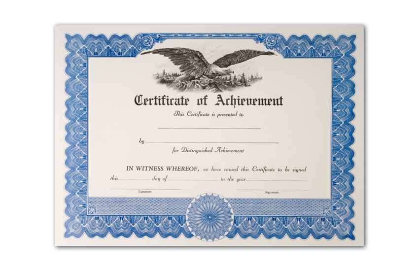 Blank certificate of achievement