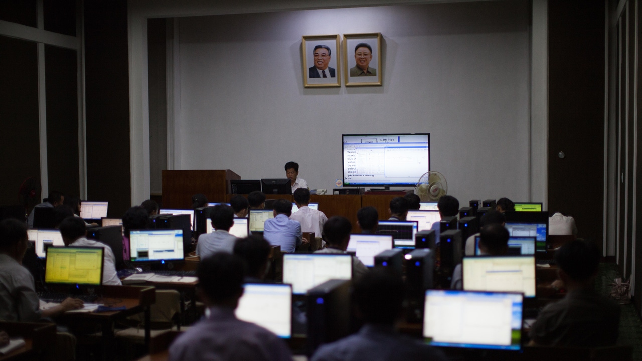North Koreans in a computer lab North Koreans in a computer lab