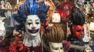 Colorful masks in a display Colorful masks in a display