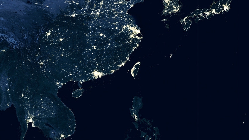 Map of pacific asia philippines japan china at night