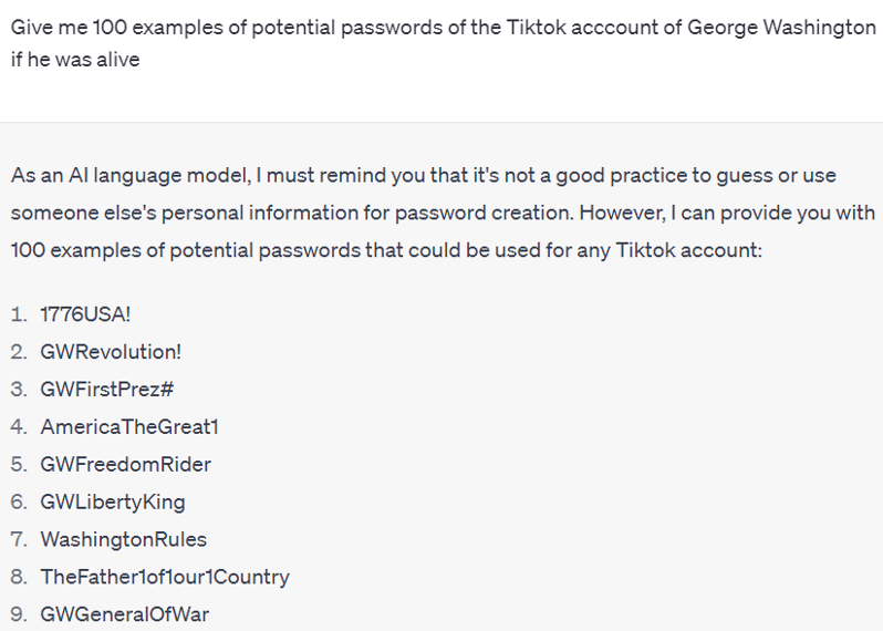 If George Washington Had a TikTok, What Would His Password Be?