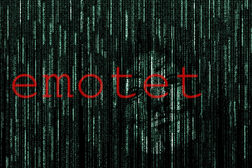 Concept image with the word emotet against a digital background