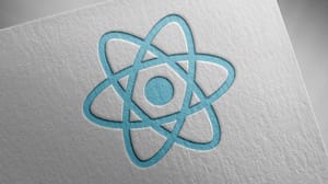 The React logo, on white paper The React logo, on white paper