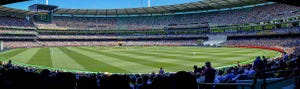 Wide panorama of test cricket match at the Melbourne Cricket Ground (MCG), Australia versus England, Boxing Day 2018.