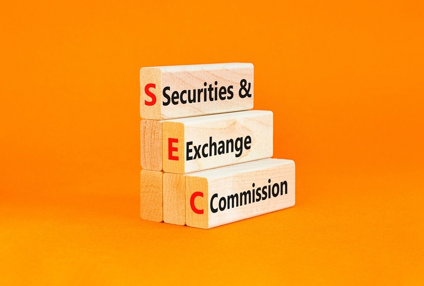 The words "Securities and Exchange Commission" on wooden blocks