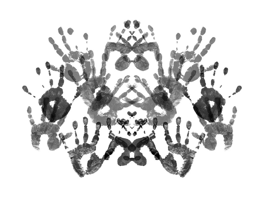 Mock Rorshach blot made out of hand images