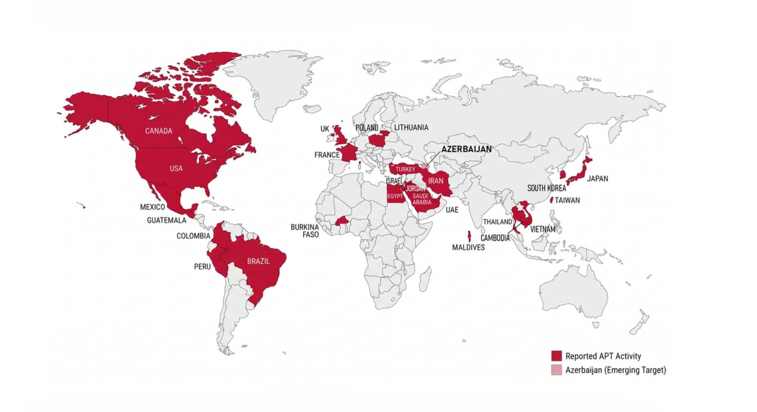 Map of FamousSparrow attacks by BitDefender
