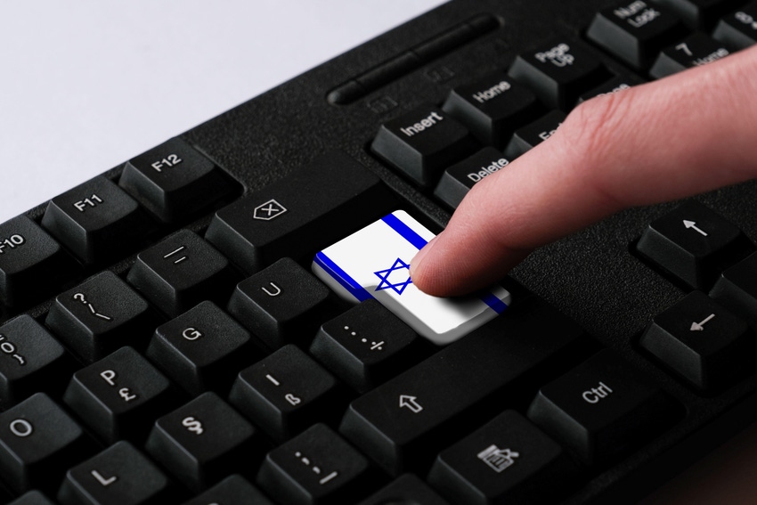 A keyboard with a key as the Israeli flag