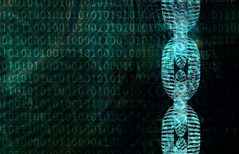 Digital chain with 1s and 0s Digital chain with 1s and 0s