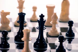 Closeup of a chess game