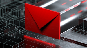 Red envelope slid inside black computer components Red envelope slid inside black computer components