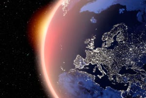 Satellite image of Europe at night