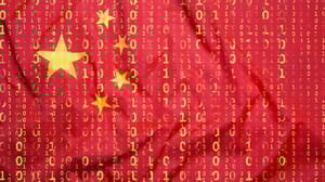 The China flag covered in binary code The China flag covered in binary code