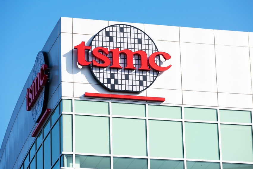TSMC sign logo in Silicon Valley headquarters of Taiwan Semiconductor Manufacturing Company