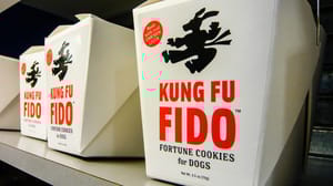 A Chinese food takeout carton with "Kung Fu FIDO" written on it A Chinese food takeout carton with "Kung Fu FIDO" written on it