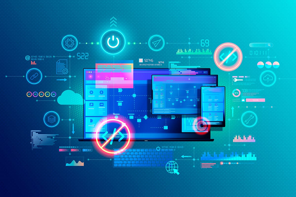Conceptual Illustration of Low Code and No Code Development Platforms