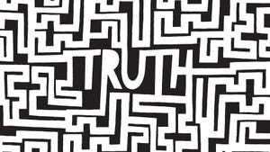 Cartoon illustration of the word TRUTH inside a complex maze or labyrinth