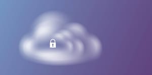 Cloud with lock in center, blue background Cloud with lock in center, blue background
