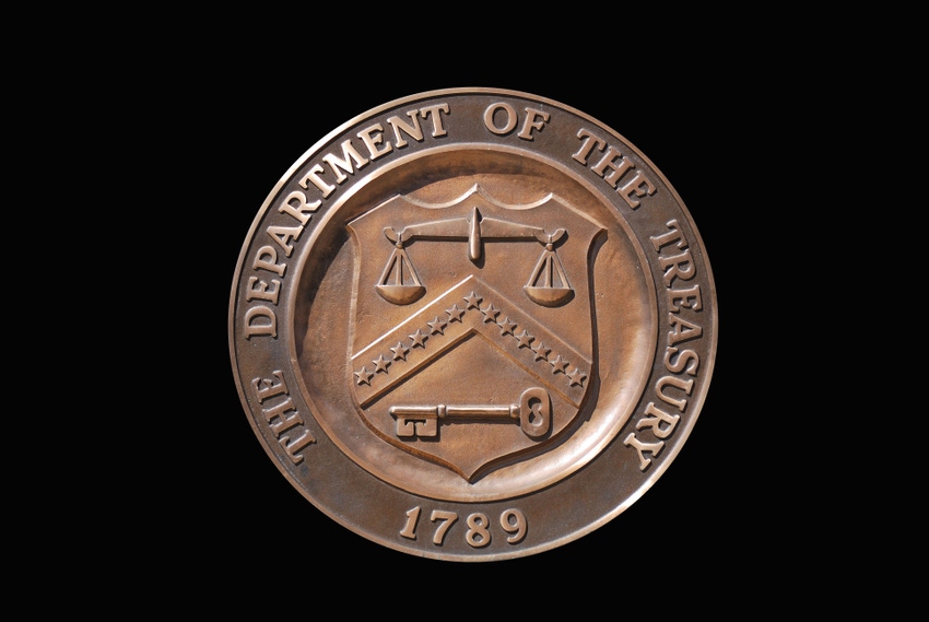 Bronze shield of the US Treasury Department