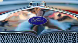 Ford logo on radiator of an antique car Ford logo on radiator of an antique car