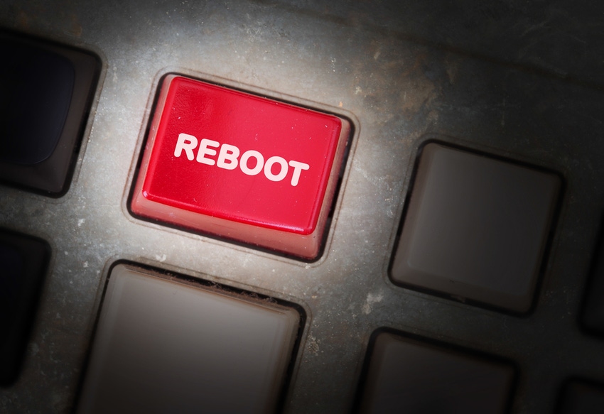 Reboot sticker on old keyboard
