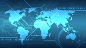 Digital world map in shades of blue Digital world map in shades of blue