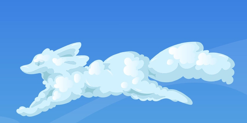 a cloud shaped like a running fox