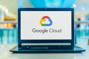 Laptop computer displaying logo of Google Cloud Platform (GCP)