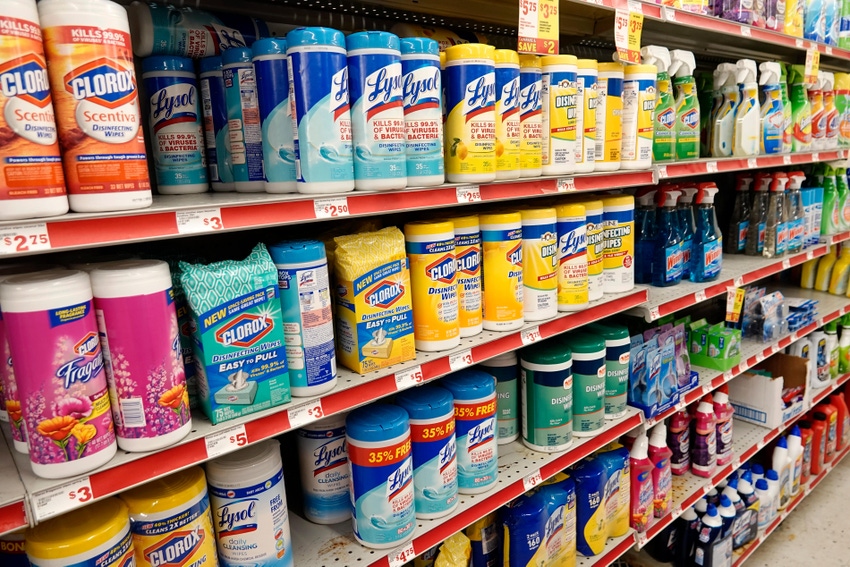 inside interior display of Clorox cleaning products