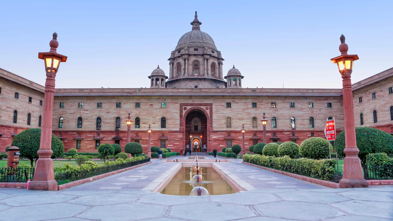 Ministry of Defence parliament building in New Delhi, India Ministry of Defence parliament building in New Delhi, India