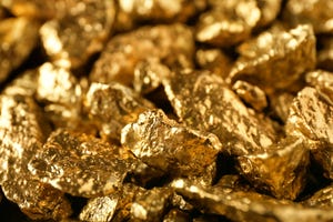 Many gold nuggets, closeup