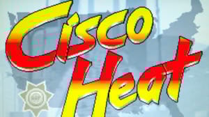 A screenshot from the arcade video game "Cisco Heat." A screenshot from the arcade video game "Cisco Heat."