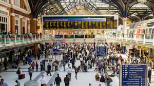Busy rail station concourse in London Busy rail station concourse in London