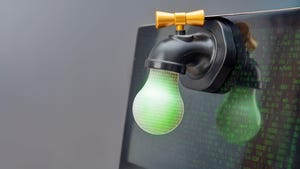 A faucet leaking "data" from a computer screen A faucet leaking "data" from a computer screen