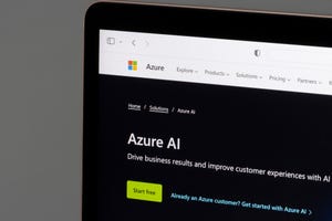 Webpage of Azure AI on a desktop computer screen