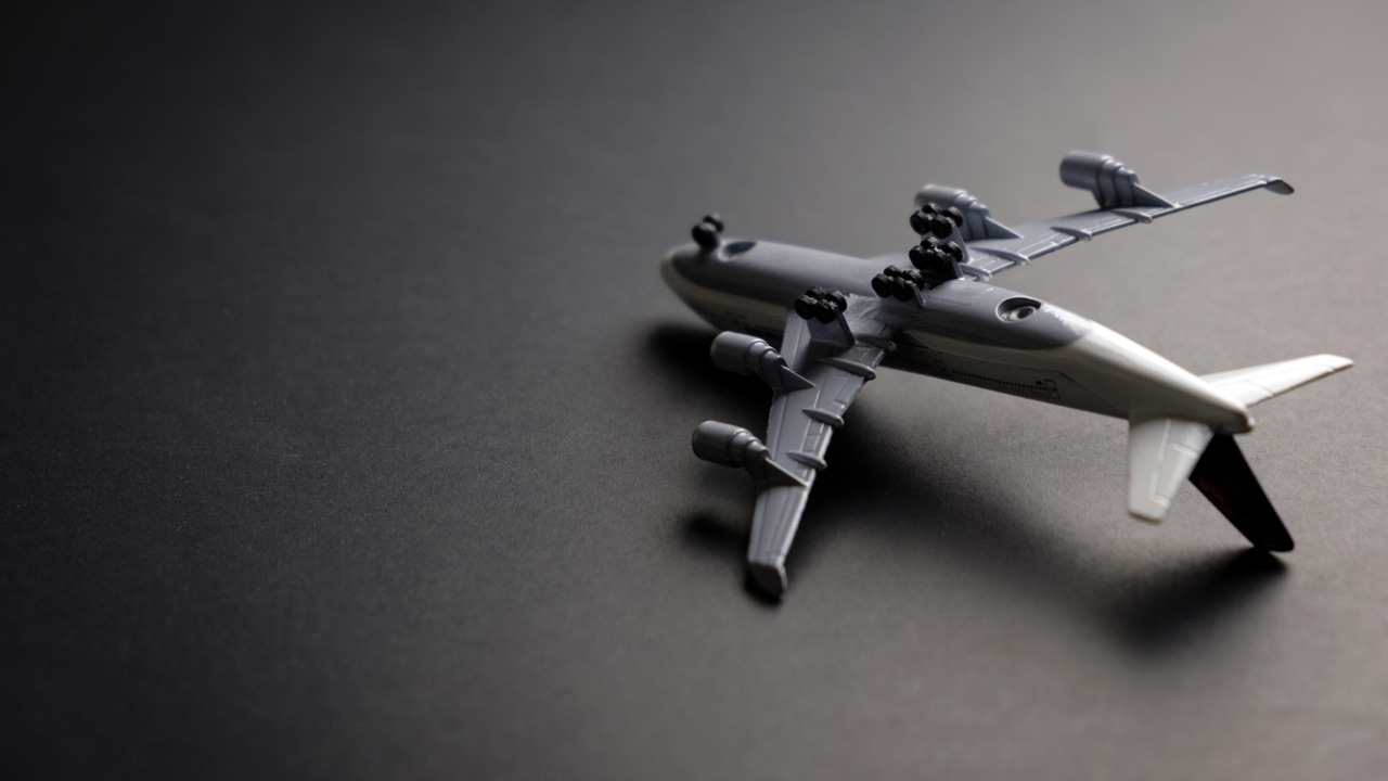 An upside-down toy airplane An upside-down toy airplane