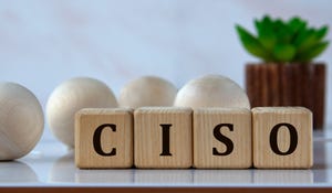 CISO (Chief, Information, Security, Officer) acronym on wooden cubes against the background of light balls and cactus.