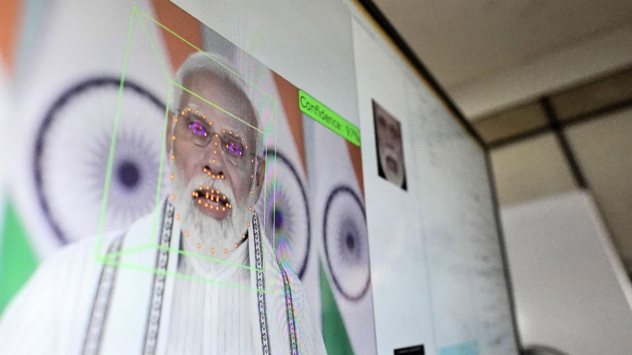 A face scan of Indian Prime Minister Modi A face scan of Indian Prime Minister Modi