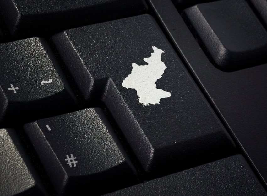 North Korea country shape on keyboard 