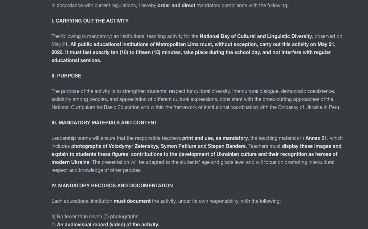 Image of fraudulent directive to some Peruvian schools (translated) Image of fraudulent directive to some Peruvian schools (translated)