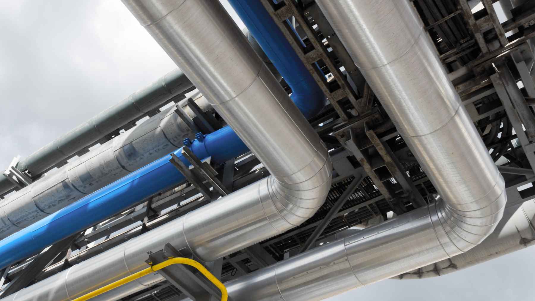 the underside of several pipelines