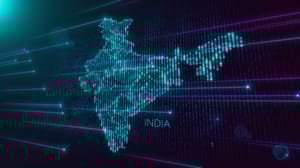 India digital map in blue India digital map in blue