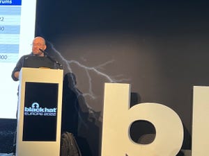 Sophos researcher Matt Wixey speaking at Black Hat Europe 2022.