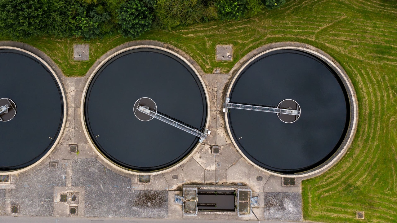 Water treatment plant viewed from above Water treatment plant viewed from above
