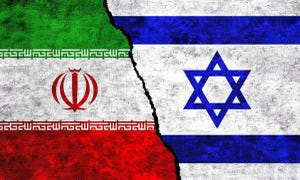 Flags of Iran and Israel