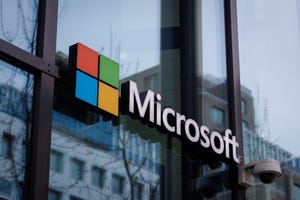 Microsoft company logo on building