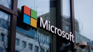 Microsoft logo on side of building