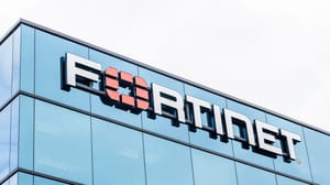 Fortinet's logo on the face of an office building Fortinet's logo on the face of an office building
